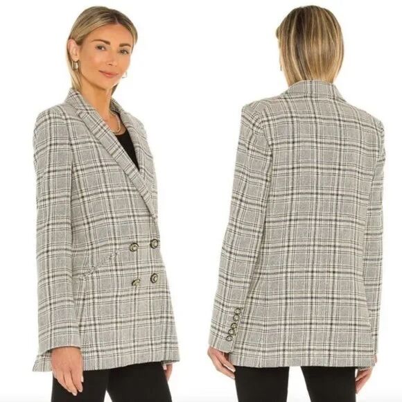 Veronica Beard Oria Checked Double Breasted Plaid Blazer Jacket - Size 2 - Picture 4 of 16
